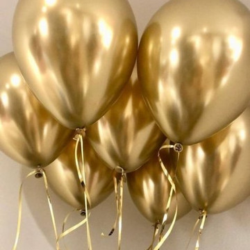 Воздушные шары с гелием Хром золото 30 см.